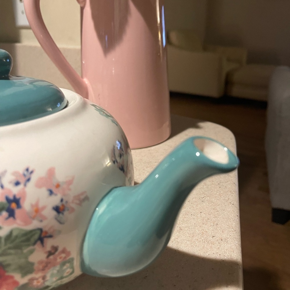 The Pioneer Woman Teal and Cream Floral Teapot - Picture 3 of 13